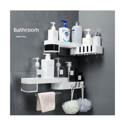 China JX- Multifunctional Creative Rotating Home Viable Bathroom Storage Rack Shower Corner Shelf With 4 Hooks Kitchen Accessories for sale