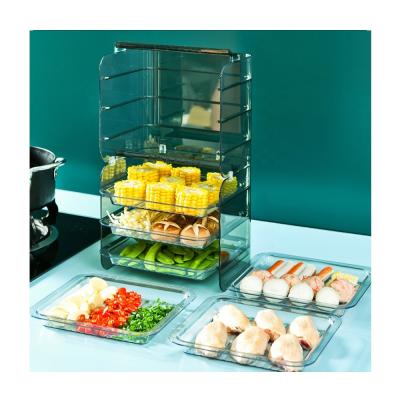 China JX- Sustainable Kitchen Drawer Fittings Removable Dish Kitchen Cooking Tray Space Saver Multilayer Stackable Drawer Hot Pot Dish for sale