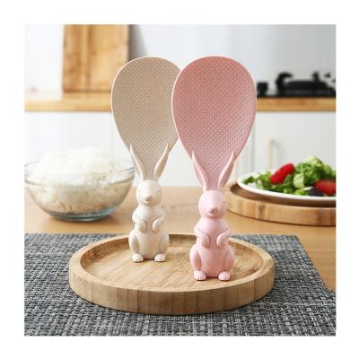 China JX- Viable Vertical Creative Rabbit Rice Spoon Non-stick Position Type Rabbit Wheat Cute Straw Rice Shovel For Rice Cooker 8 Inch for sale