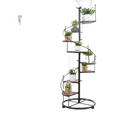 China Wholesale Modern Simple Multi-Tiered Viable Cactus Pot Indoor Plant Balcony Living Room Balcony Iron Style Flower Shelf Floor Type Viable for sale