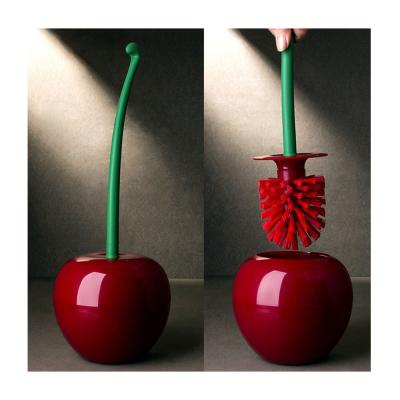 China JX- Cherry Shape Toilet Brush Lovely Creative Viable Toilet Cleaning Brush Set for Bathroom Brush Thick Head Non-Slip Long Handle for sale