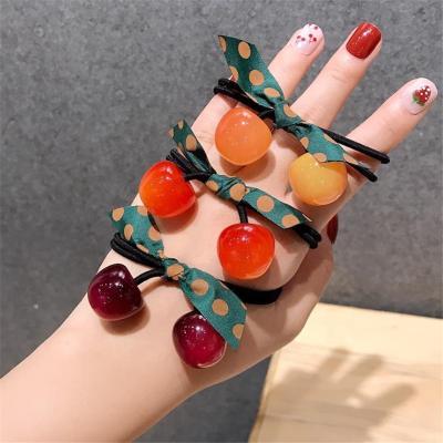 China Fashionable Cute Lady Hair Ties Ponytail Holder Scrunchies Elastic Hair Band Women Girls Cherry Elastic Hair Bands For for sale