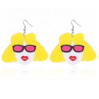 China Hot sale cute fashion cartoon summer acrylic earrings smile face shape stud earrings for girl woman for sale