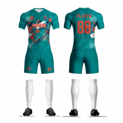 China Sets Latest Soccer Wear Football Uniforms For Team Quick Dry Breathable Fabric Custom Sublimation OEM Service for sale