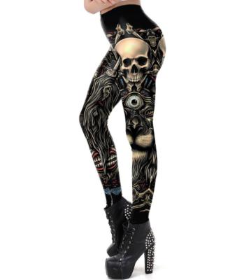 China New Design QUICK DRY Punk Women Retro Vintage 3D Legging Gothic Lion Style Printing Gaiters Ankle Pants for sale