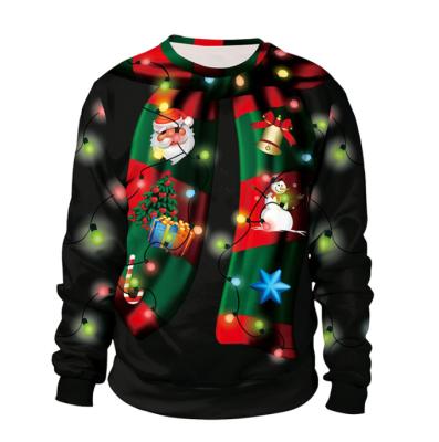 China 2021 Santa Claus Lantern Pattern Pullover Christmas Couples Round Neck Christmas Couples Digital Printing Hoodies QUICK DRY NEW for sale