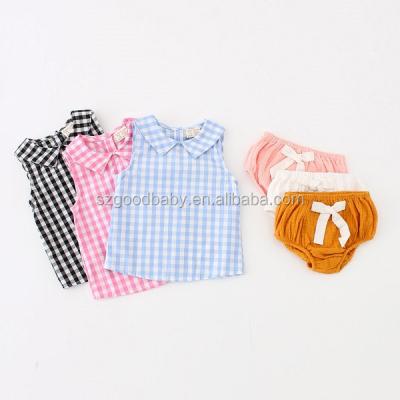 China Summer Girl Skirt Blouse Anti-pilling Checked Neck Designs Baba Costume Kids Shirt for sale