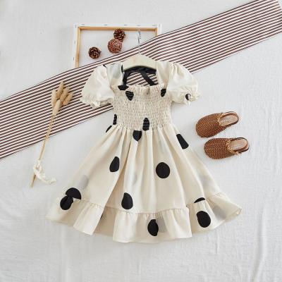 China 2019 Fashion Kids Little Girl Anti-Shrink Polka Dot Princess Dresses With Puff Sleeve for sale