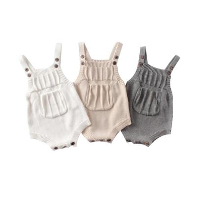 China Newborn 100% Cotton Baby Romper Newborn Baby Knitted Wool Pocket Romper for sale