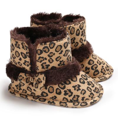 China Same As Wholesale Cheap Soft Sole Winter Shoes Leopard Picture Booties Warm Baby Boots for sale