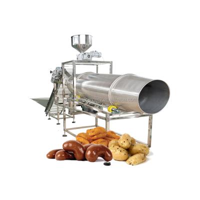 China High efficiency salted peanut food seasoning drum single roller seasoning machine with oil sprayer for sale