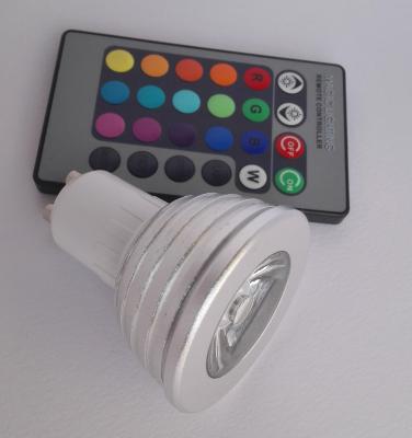 China RGB 3 W GU10 LED Spotlight Remote Control 16 Colors Beam Angle 30° for sale