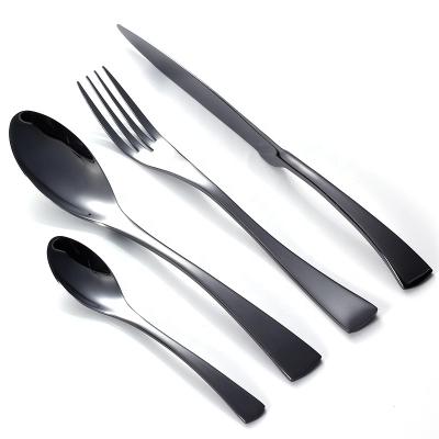 China Sustainable Stainless Steel Cutlery Set Restaurant Flatware 304ss Dinnerware Black Flatware for sale