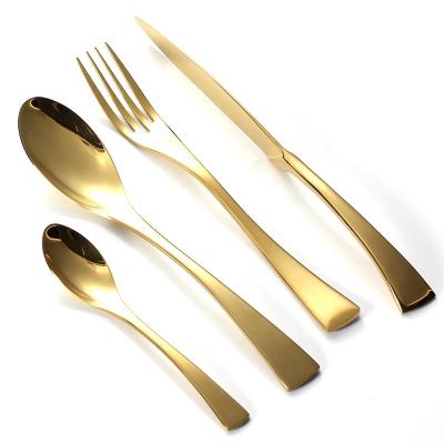 China Viable 4pcs Cutlery Sets 18/8 Stainless Steel Dinner Spoon Knife Fork Best Quality Gold Cutlery for sale