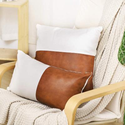 China Non-Toxic 45*45 Sofa Decorative Luxury PU Leather Pillow Cover Case For Room for sale