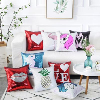 China Simple Textured Love Sublimation Kids Cartoon Sequin Cushion Cover Horse 40 x 40cm for Home Decorative for sale