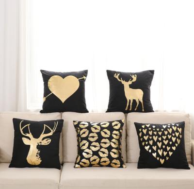 China Decorative Anti Dust Mite Gilding Square Printing Plush Cushion Covers Sofa Home Outdoor Cushion Covers for sale