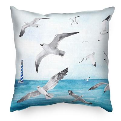 China Ocean Watercolor Cotton Linen Printed Folded Sofa Cushion Covers, Animal Print Cushion Cover for sale