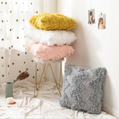 China Nordic Simple Flower Fur Stereoscopic Cushion Covers Home Chair Sofa Car Macrame Cushion Cover for sale