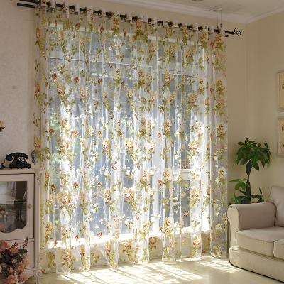 China Cheap translucent cheap price hot sale floral printed voile curtains sheer fabric for window decoration cortins for sale