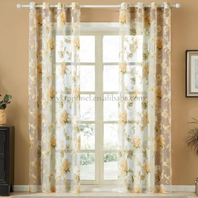 China Sheer Tulle Curtains For Bedroom Drapes For Kitchen Floral Flower Printed Balcony Sun Shading Sheer Drapes for sale