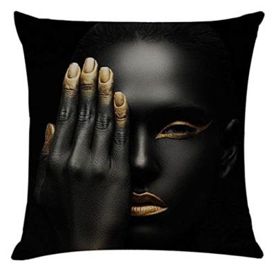 China Folded African Tribe Lady Women African Beauty Wearing Colorful Block Print Cushion Cover for sale