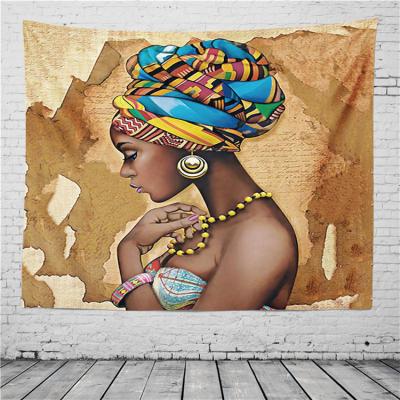 China Comfortable High Quality African Woman Digital Printing Custom Handmade Polyester Tapestry for sale