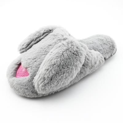 China Wholesale Rabbit Plush Anti-slippery Slippers, Winter Fur Indoor Mules For Women for sale