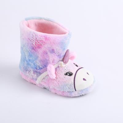 China Wholesale Anti-odor Free Sample Winter Kids Shoes, New OEM Unicorn Plush Furry Indoor Kid Boots for sale