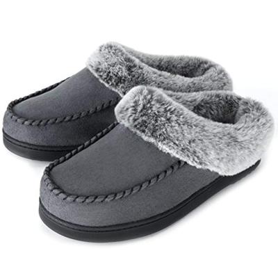 China Ladies High Quality Outdoor Casual Winter Anti-odor Fur Indoor Shoes, Micro Suede Memory Foam Slippers for sale