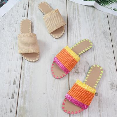 China Trend Fashion Low MOQ Custom Wholesale Woven Slippers From Factory for sale