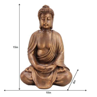 China World JiXin OEM ODM Buddha Statue Antique Finish 14in Amitabha Light Weight Buddha Resin Meditating Seated Sitting Crafts for sale