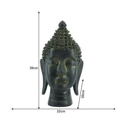 China Global Resin OEM ODM JiXin Buddha Head and Figurine Craft Black Tabletop Terrazzo Color Buddha Statue Idol Craft Religious Statues for sale