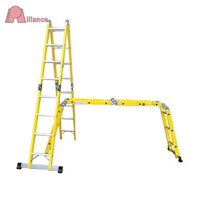 China Aluminum Universal Folding Ladders Fiberglass Ladder / Foldable Ladder Ladder Step for sale