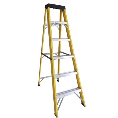 China Folding ladders frp fiberglass with pp ladder 6 top foldable steps fiberglass single side step ladder for sale