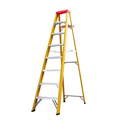 China Folding Ladders 8 Step Frp Fiberglass With Top PP With Tool Tray Single Side Folding Step Ladder Fiberglass Ladder for sale