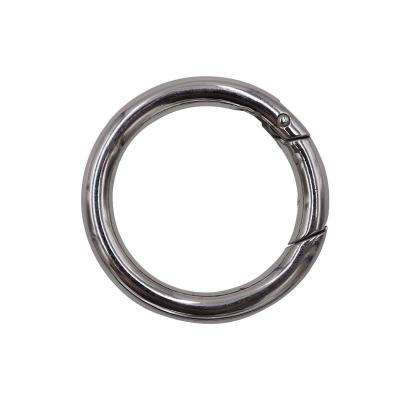 China Custom Circle 25mm Zinc Alloy Eco-friendly Logo Silver Circular Snap Hook Spring Clip Around Carabiner for sale