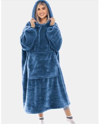 China Custom Oversized Flame Retardant Sherpa Sweatshirt Hoodie Cover Up Long Wearable TV Blanket With Pocket for sale