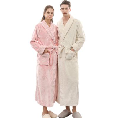 China Custom Women's Flannel Nightgowns Solid Color Adults Bathrobe Super Soft Lady's Pajamas Thermal for sale