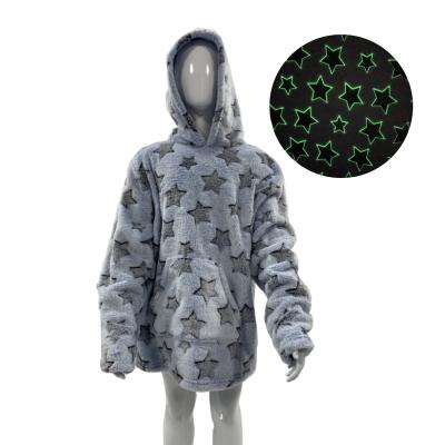 China New Design Wearable Flannel Child Wearable Glow In The Dark Luminous Hoodie Cover for sale