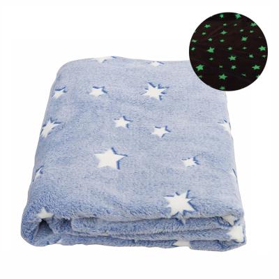 China Anti-pilling Magical Glow In The Dark Bright Flannel Fleece Blanket Throw With Stars for sale