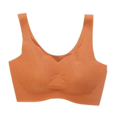 China Wholesale Customized Women's Comfortable Sleep Bra Ice Bra Vest Chest Pump Seamless Lingerie Silk Filler Breathable for sale