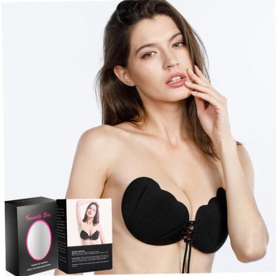 China QUICK DRY Women Invisible Lift Up Seamless Self Adhesive Sticky Wedding Front Strapless Shell Shape Bra for sale