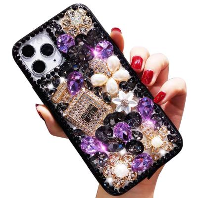 China Luxury Anti-fall Rhinestone Phone Case For iPhone11 12Pro Bling Diamond Phone Cover Max Single Bag for sale