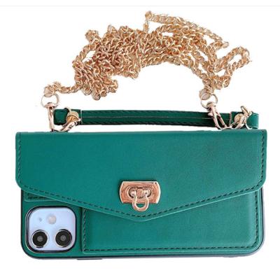 China With Amazon Hot Selling Body Purse Wallet Purse Leather Cross Stand Cell Phone Leather Case For iPhone 13 PRO With Convenient Chain Wrist Strap for sale