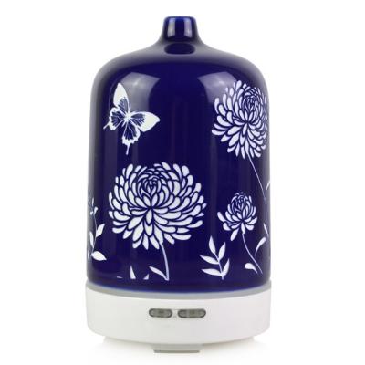 China 20-30ml/H Night Light Ceramic Aroma Diffuser Flower Pattern for sale