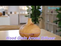 Ultrasonic Wood Grain Aroma Diffuser Night Light Portable Auto Shut Off