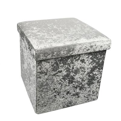 China stool home & British Popular Ottoman Storage Stool Crushed Velvet Storage Stool Foldable Fabric Stool Storage for sale