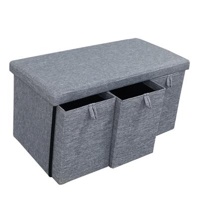 China New Foldable Storage Ottoman With Drawers Storage Stool Warm Bench Along With Drawers for sale