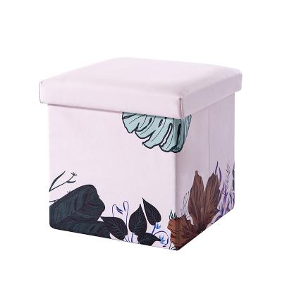 China Traditional Chinese Painting Design Style Leather Storage Stool Storage Stool for sale